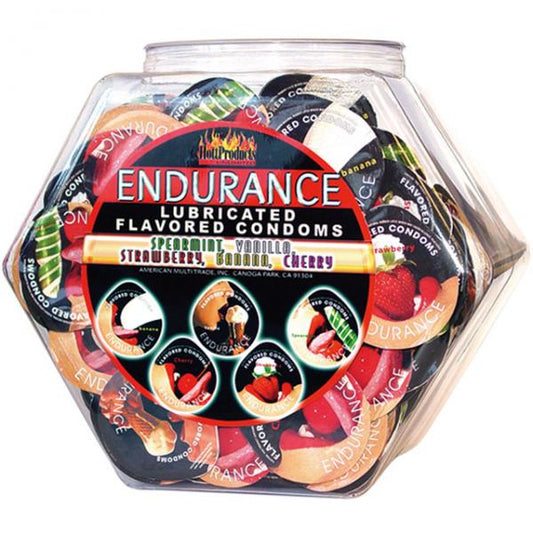 Endurance Lubricated Flavored Condoms Display Bowl